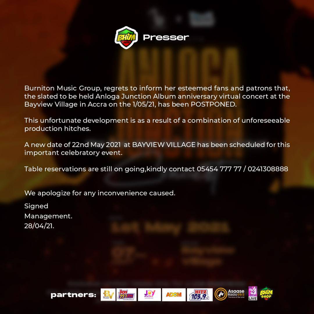 Stonebwoy Has Postponed His Anloga Junction 1 Year Anniversary Virtual ...