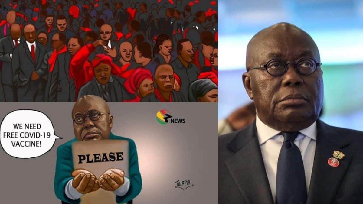Read more about the article “Breaking Covid-19 Protocols And Begging For Vaccine” – Ghanaians React to Tilapia’s Cartoon