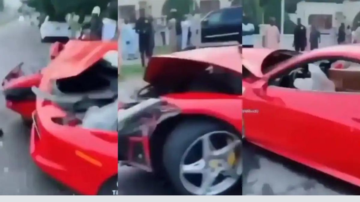 Read more about the article GH man in tears as he crashes Ferrari car he rented just to impress his friends